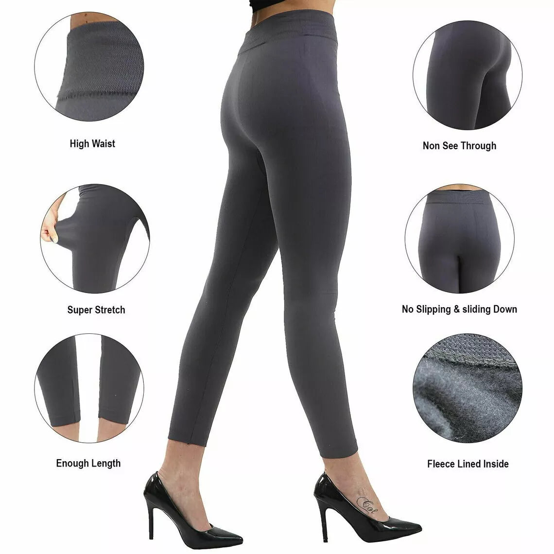 Women s Winter Fleece Lined High Waist Leggings Thermal Tummy Control Hammy Look